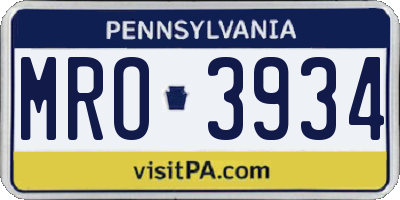 PA license plate MRO3934