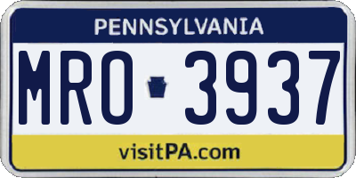 PA license plate MRO3937