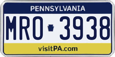 PA license plate MRO3938