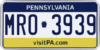 PA license plate MRO3939