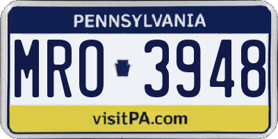 PA license plate MRO3948