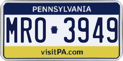 PA license plate MRO3949