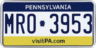 PA license plate MRO3953