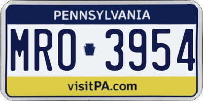 PA license plate MRO3954