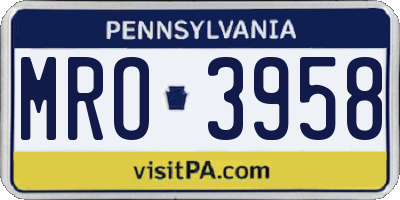 PA license plate MRO3958