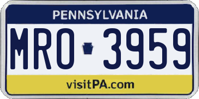 PA license plate MRO3959