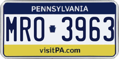 PA license plate MRO3963