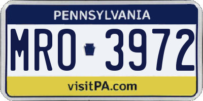PA license plate MRO3972