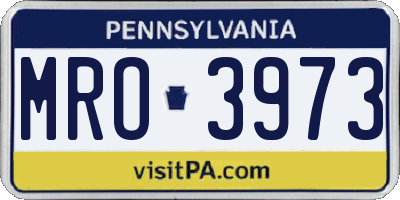 PA license plate MRO3973