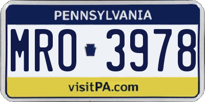 PA license plate MRO3978