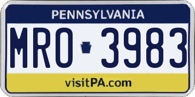 PA license plate MRO3983