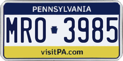 PA license plate MRO3985