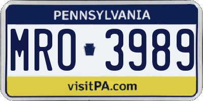 PA license plate MRO3989