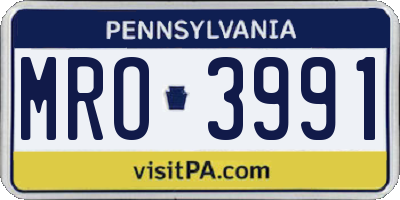 PA license plate MRO3991