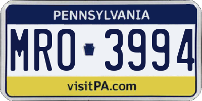 PA license plate MRO3994