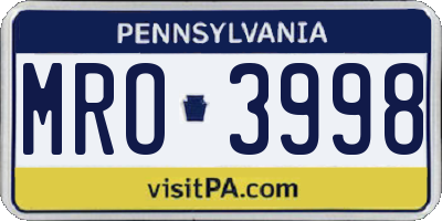 PA license plate MRO3998
