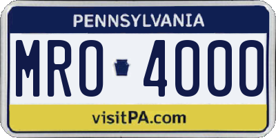 PA license plate MRO4000