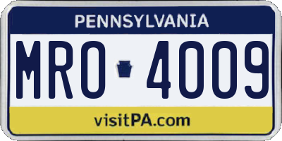 PA license plate MRO4009