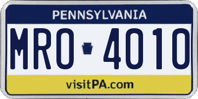PA license plate MRO4010