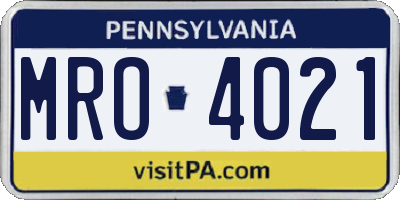 PA license plate MRO4021
