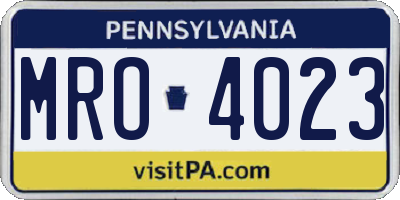 PA license plate MRO4023