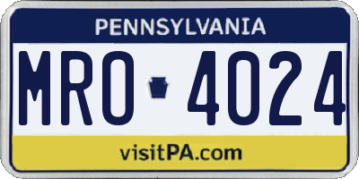 PA license plate MRO4024