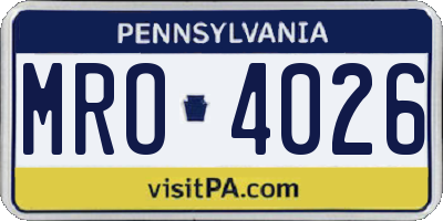PA license plate MRO4026