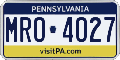 PA license plate MRO4027