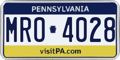 PA license plate MRO4028