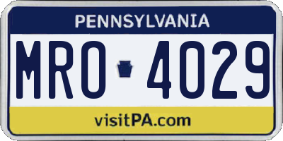 PA license plate MRO4029