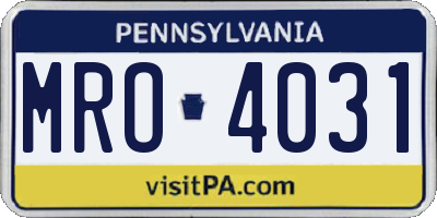 PA license plate MRO4031
