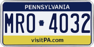 PA license plate MRO4032