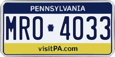 PA license plate MRO4033