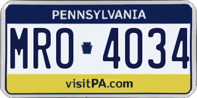 PA license plate MRO4034