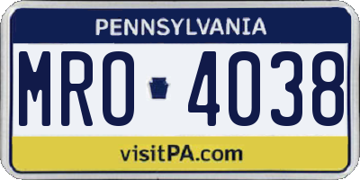 PA license plate MRO4038