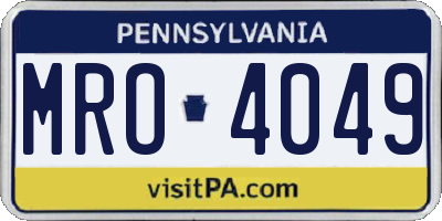 PA license plate MRO4049