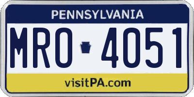 PA license plate MRO4051