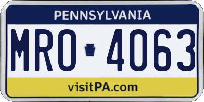 PA license plate MRO4063