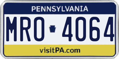 PA license plate MRO4064