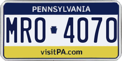 PA license plate MRO4070