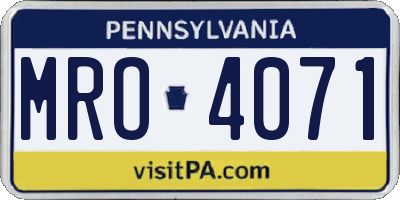 PA license plate MRO4071