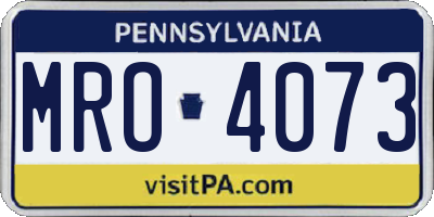 PA license plate MRO4073
