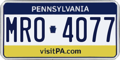 PA license plate MRO4077