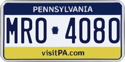 PA license plate MRO4080
