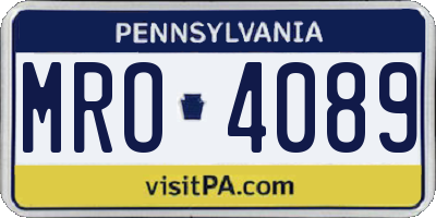 PA license plate MRO4089