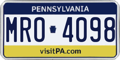 PA license plate MRO4098