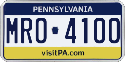 PA license plate MRO4100
