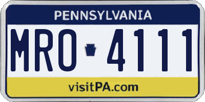 PA license plate MRO4111