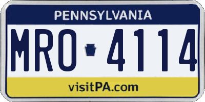 PA license plate MRO4114