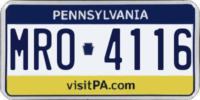 PA license plate MRO4116